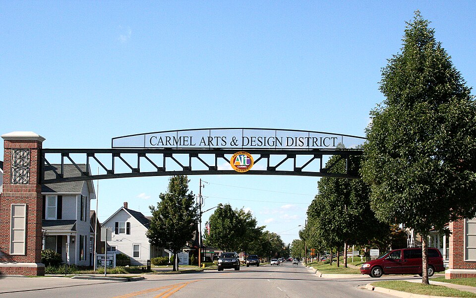 Carmel Arts & Design District arch in Carmel, Indiana